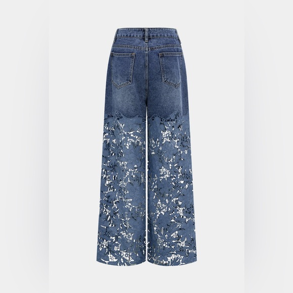 Women's Blue Lace Flare Jeans XS mc3 - Picture 6 of 9